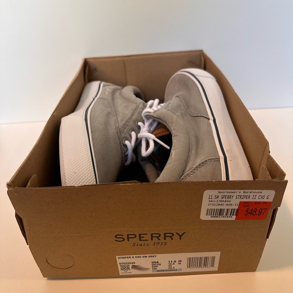Sperry Men's Light Gray Canvas Sneakers - Picture 3 of 4